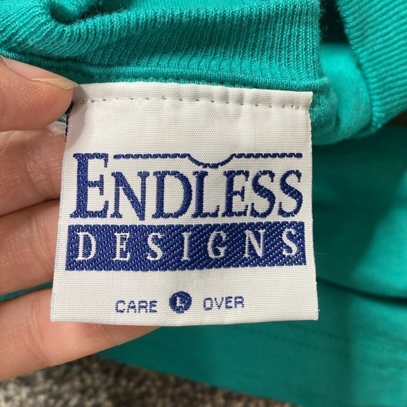 Vintage Endless Designs Easter Hound Dog Green Tshirt 90s Size Large - Picture 8 of 9